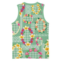 Hawaiian Leis Basketball Jersey Kakau Tattoos and Palaka Pastel Green Color