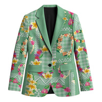 Hawaiian Leis Blazer Kakau Tattoos and Palaka Pastel Green Color