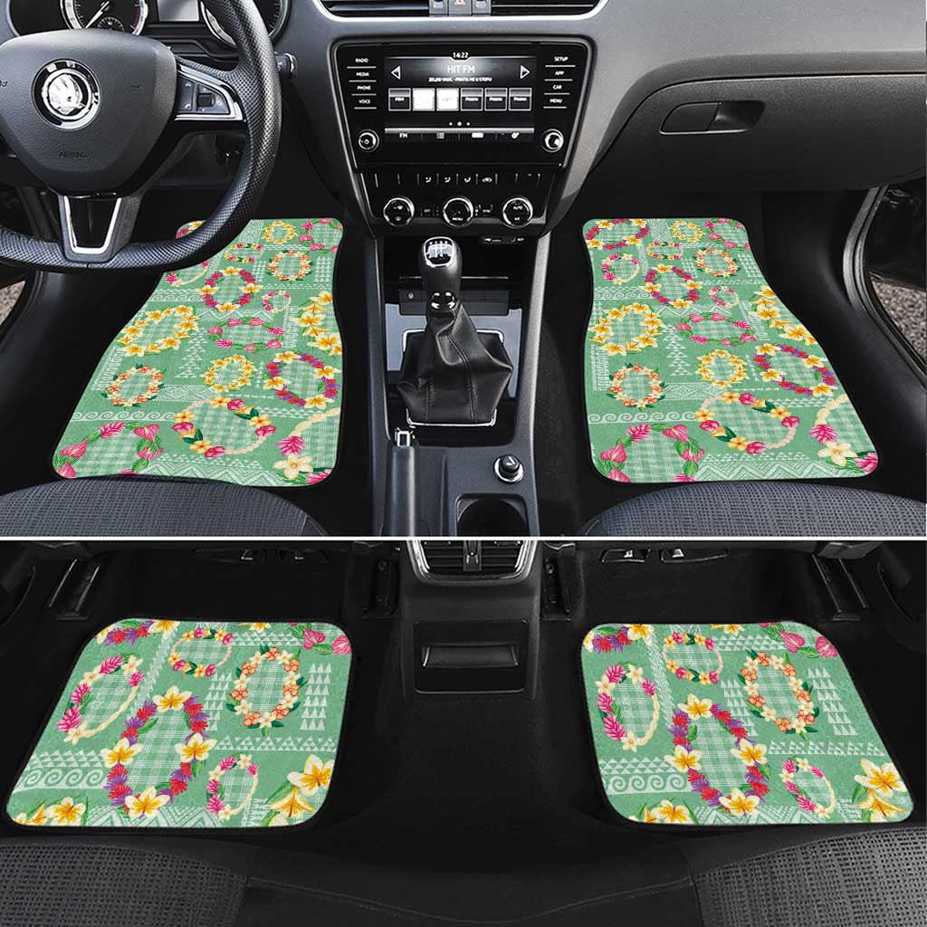 Hawaiian Leis Car Mats Kakau Tattoos and Palaka Pastel Green Color