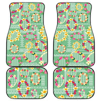 Hawaiian Leis Car Mats Kakau Tattoos and Palaka Pastel Green Color
