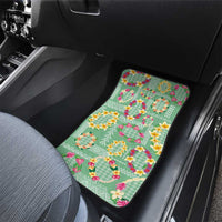 Hawaiian Leis Car Mats Kakau Tattoos and Palaka Pastel Green Color