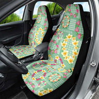 Hawaiian Leis Car Seat Cover Kakau Tattoos and Palaka Pastel Green Color