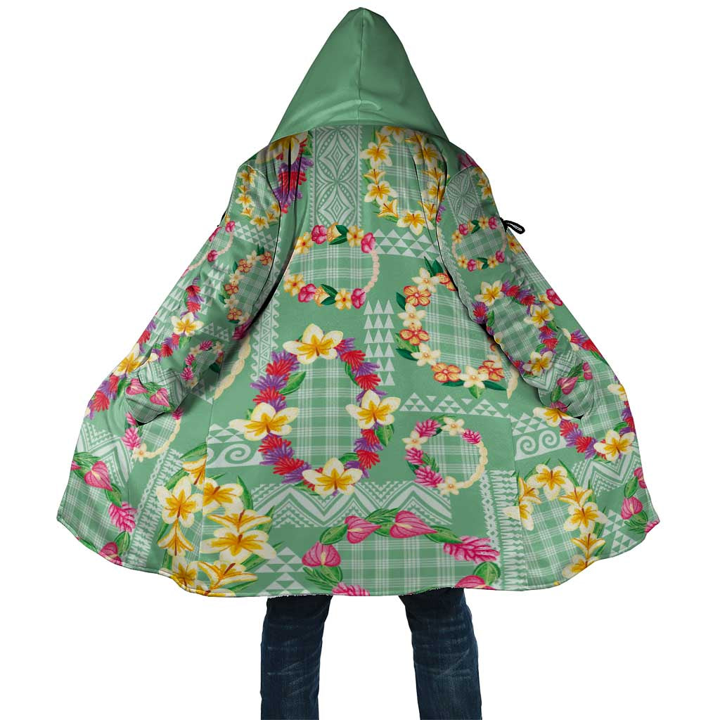 Hawaiian Leis Cloak Kakau Tattoos and Palaka Pastel Green Color