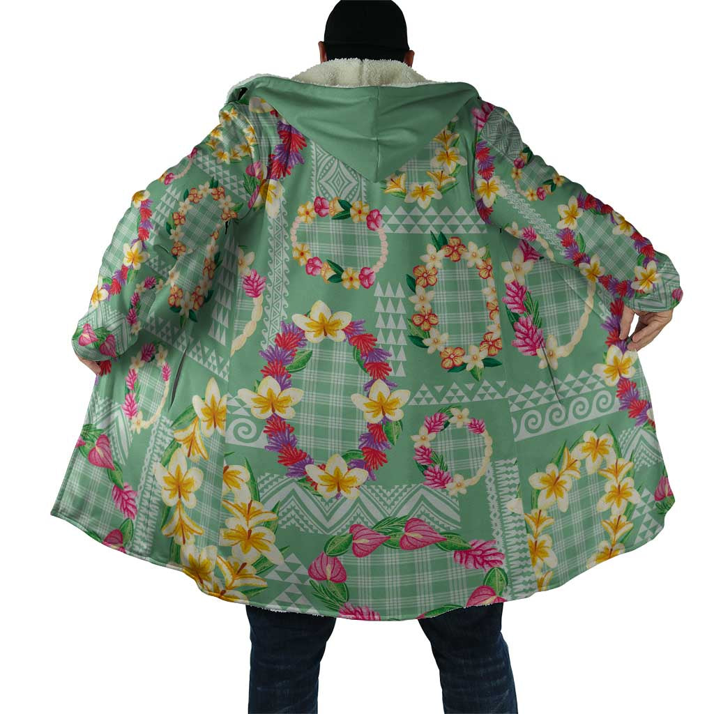 Hawaiian Leis Cloak Kakau Tattoos and Palaka Pastel Green Color