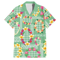 Hawaiian Leis Family Matching Off Shoulder Maxi Dress and Hawaiian Shirt Kakau Tattoos and Palaka Pastel Green Color LT03 Dad's Shirt - Short Sleeve Green - Polynesian Pride