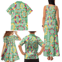 Hawaiian Leis Family Matching Tank Maxi Dress and Hawaiian Shirt Kakau Tattoos and Palaka Pastel Green Color LT03 - Polynesian Pride