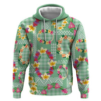 Hawaiian Leis Hoodie Kakau Tattoos and Palaka Pastel Green Color