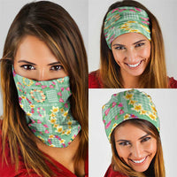 Hawaiian Leis Neck Gaiter Kakau Tattoos and Palaka Pastel Green Color