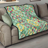 Hawaiian Leis Quilt Kakau Tattoos and Palaka Pastel Green Color