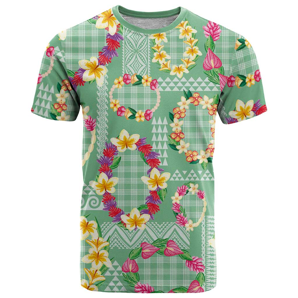 Hawaiian Leis T Shirt Kakau Tattoos and Palaka Pastel Green Color