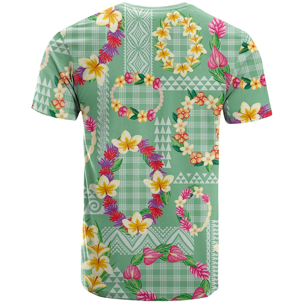 Hawaiian Leis T Shirt Kakau Tattoos and Palaka Pastel Green Color