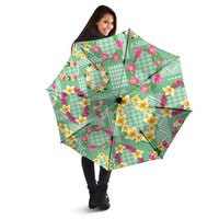 Hawaiian Leis Umbrella Kakau Tattoos and Palaka Pastel Green Color