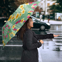Hawaiian Leis Umbrella Kakau Tattoos and Palaka Pastel Green Color