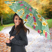 Hawaiian Leis Umbrella Kakau Tattoos and Palaka Pastel Green Color