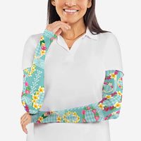 Hawaiian Leis Arm Sleeves Kakau Tattoos and Palaka Pastel Teal Color