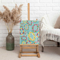 Hawaiian Leis Canvas Wall Art Kakau Tattoos and Palaka Pastel Teal Color