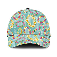 Hawaiian Leis Classic Cap Kakau Tattoos and Palaka Pastel Teal Color