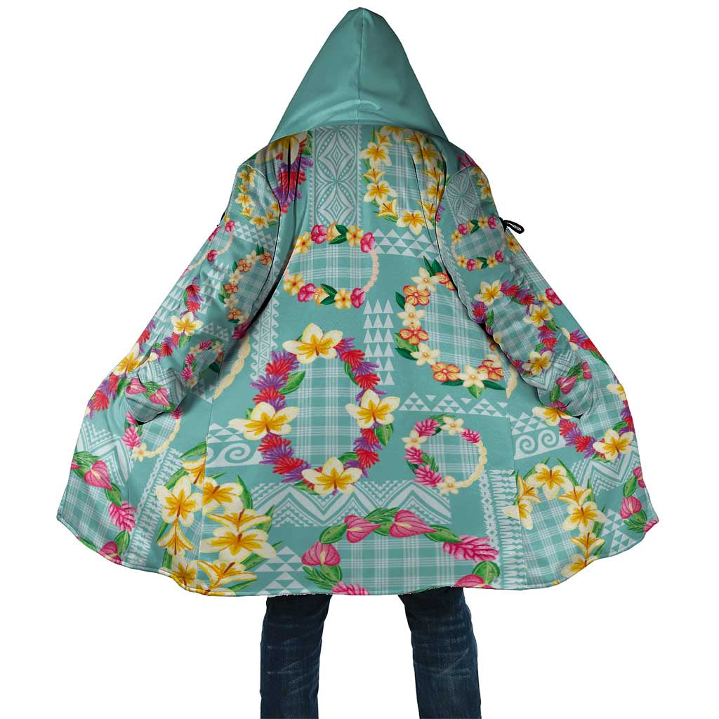 Hawaiian Leis Cloak Kakau Tattoos and Palaka Pastel Teal Color