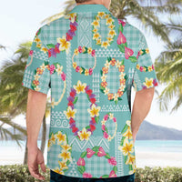 Hawaiian Leis Hawaiian Shirt Kakau Tattoos and Palaka Pastel Teal Color