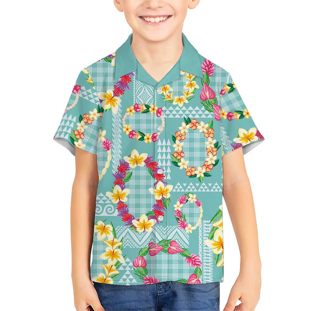 Hawaiian Leis Hawaiian Shirt Kakau Tattoos and Palaka Pastel Teal Color
