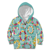 Hawaiian Leis Kid Hoodie Kakau Tattoos and Palaka Pastel Teal Color