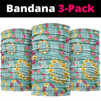 Hawaiian Leis Neck Gaiter Kakau Tattoos and Palaka Pastel Teal Color