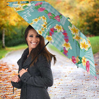 Hawaiian Leis Umbrella Kakau Tattoos and Palaka Pastel Teal Color
