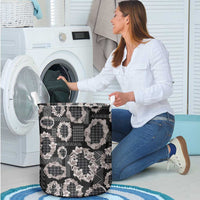 Hawaiian Leis Laundry Basket Kakau Tattoos and Palaka Pastel Grayscale