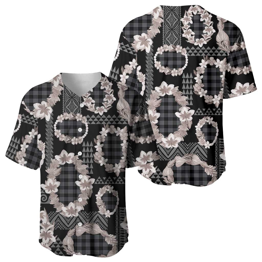 Hawaiian Leis Baseball Jersey Kakau Tattoos and Palaka Pastel Grayscale