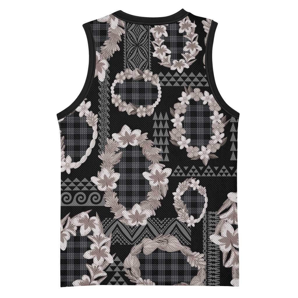Hawaiian Leis Basketball Jersey Kakau Tattoos and Palaka Pastel Grayscale