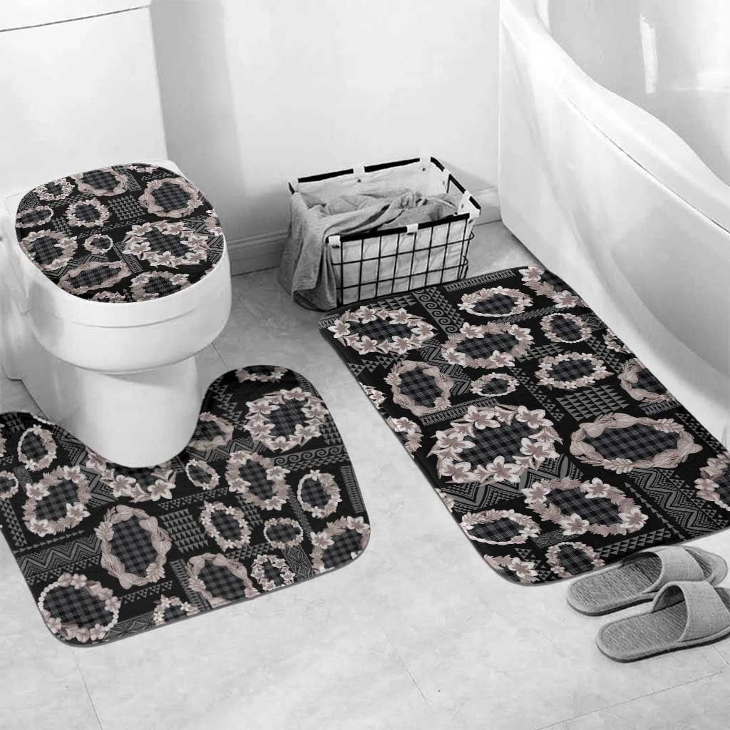 Hawaiian Leis Bathroom Set Kakau Tattoos and Palaka Pastel Grayscale