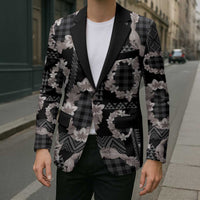 Hawaiian Leis Blazer Kakau Tattoos and Palaka Pastel Grayscale
