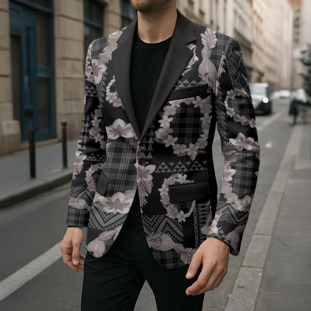 Hawaiian Leis Blazer Kakau Tattoos and Palaka Pastel Grayscale