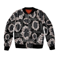 Hawaiian Leis Bomber Jacket Kakau Tattoos and Palaka Pastel Grayscale