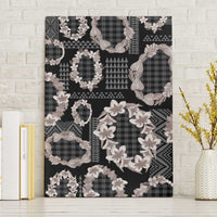 Hawaiian Leis Canvas Wall Art Kakau Tattoos and Palaka Pastel Grayscale