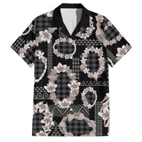 Hawaiian Leis Family Matching Tank Maxi Dress and Hawaiian Shirt Kakau Tattoos and Palaka Pastel Grayscale LT03 Dad's Shirt - Short Sleeve Black - Polynesian Pride