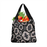 Hawaiian Leis Grocery Bag Kakau Tattoos and Palaka Pastel Grayscale
