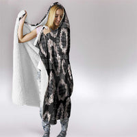 Hawaiian Leis Hooded Blanket Kakau Tattoos and Palaka Pastel Grayscale