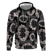 Hawaiian Leis Hoodie Kakau Tattoos and Palaka Pastel Grayscale