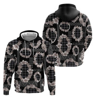 Hawaiian Leis Hoodie Kakau Tattoos and Palaka Pastel Grayscale