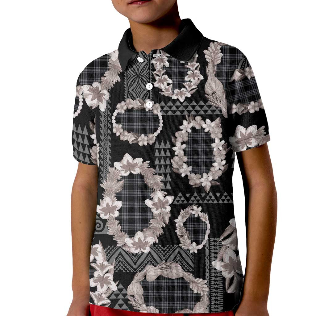 Hawaiian Leis Kid Polo Shirt Kakau Tattoos and Palaka Pastel Grayscale
