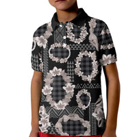 Hawaiian Leis Kid Polo Shirt Kakau Tattoos and Palaka Pastel Grayscale