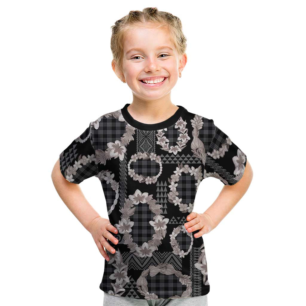 Hawaiian Leis Kid T Shirt Kakau Tattoos and Palaka Pastel Grayscale
