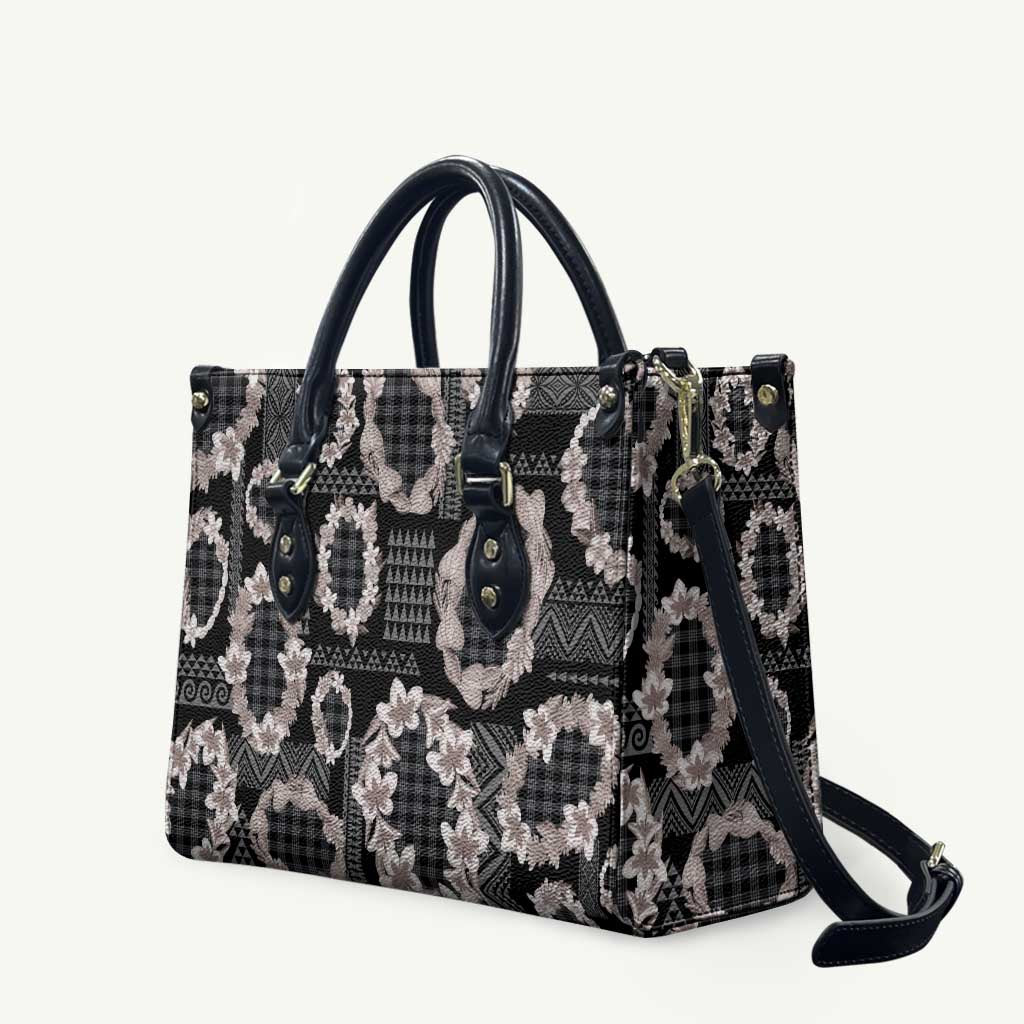 Hawaiian Leis Leather Bag Kakau Tattoos and Palaka Pastel Grayscale