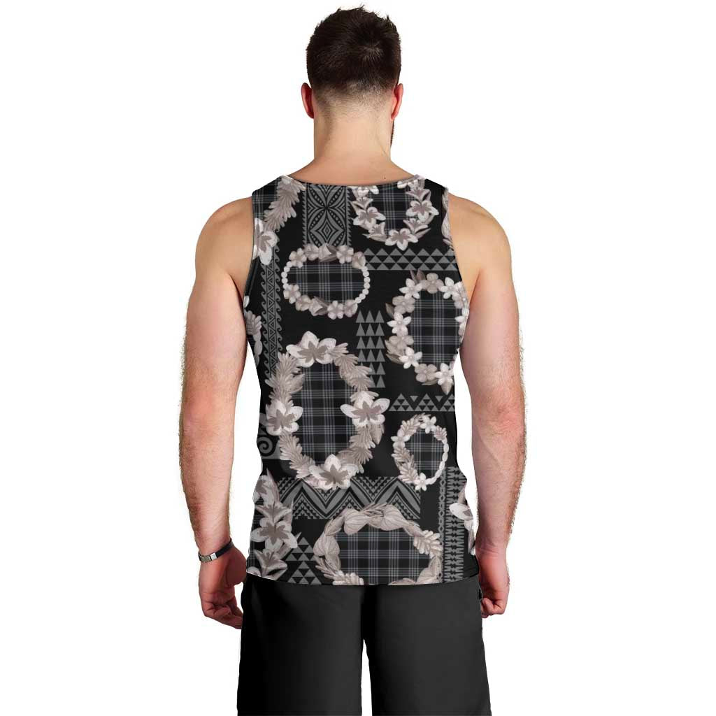 Hawaiian Leis Men Tank Top Kakau Tattoos and Palaka Pastel Grayscale