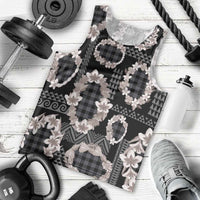 Hawaiian Leis Men Tank Top Kakau Tattoos and Palaka Pastel Grayscale