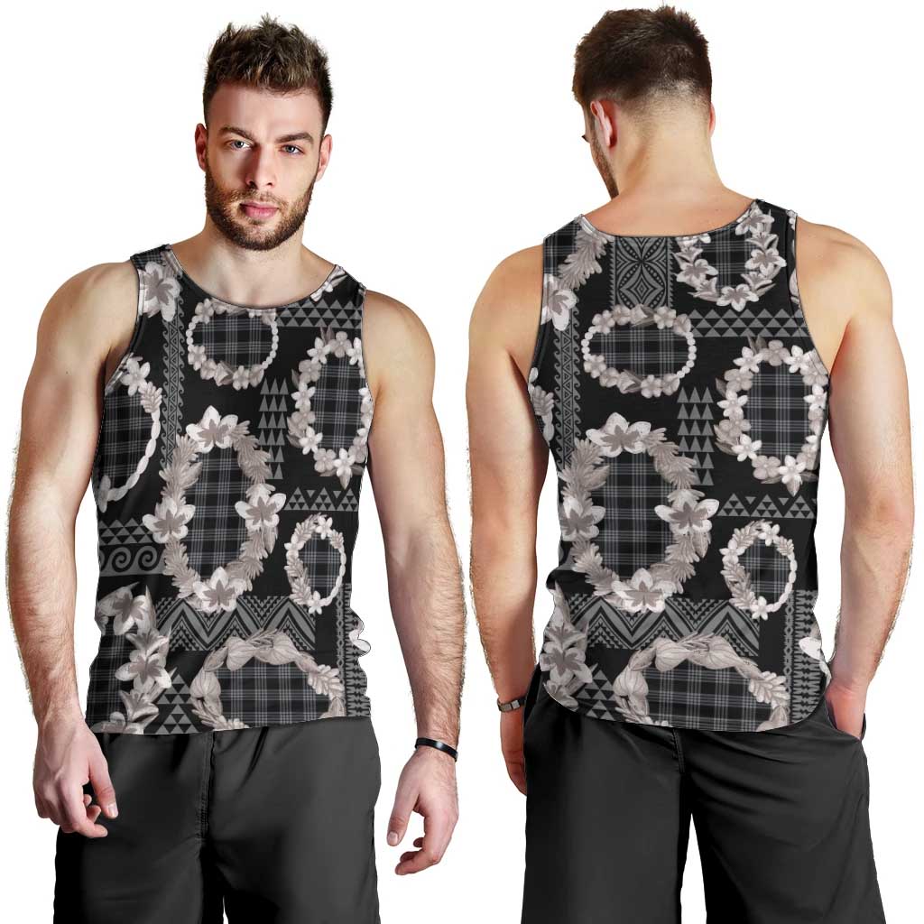 Hawaiian Leis Men Tank Top Kakau Tattoos and Palaka Pastel Grayscale