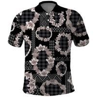 Hawaiian Leis Polo Shirt Kakau Tattoos and Palaka Pastel Grayscale