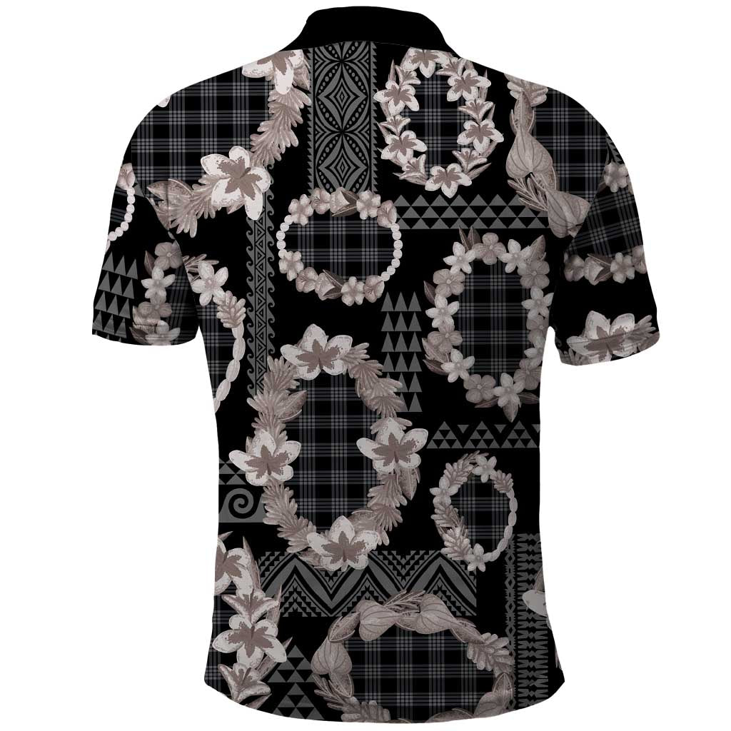 Hawaiian Leis Polo Shirt Kakau Tattoos and Palaka Pastel Grayscale