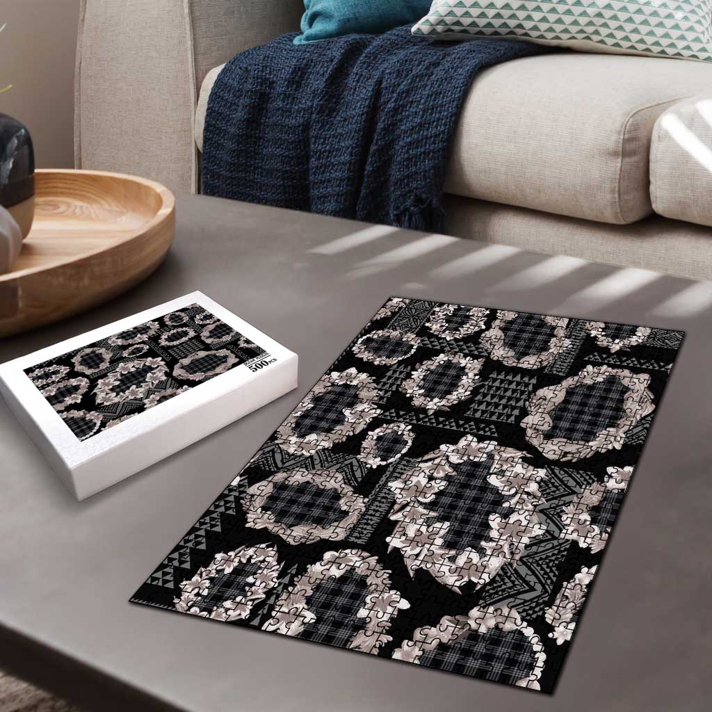 Hawaiian Leis Puzzle Kakau Tattoos and Palaka Pastel Grayscale